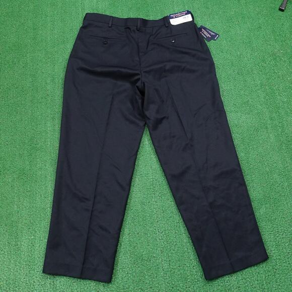 Roundtree & Yorke Pants Mens 40x30 Navy Blue Flat Front Expander Easy Care - Picture 6 of 10